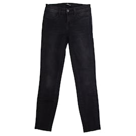J Brand-Marchio J, Jeans neri con rifiniture in pelle-Nero