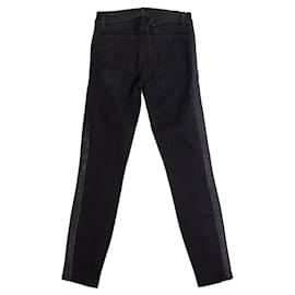 J Brand-Marchio J, Jeans neri con rifiniture in pelle-Nero