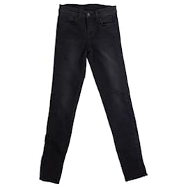 J Brand-Marchio J, Jeans neri con rifiniture in pelle-Nero