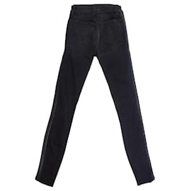 J Brand-Marca J, Calça jeans preta com acabamento em couro-Preto