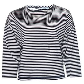 Prada, Top rayé avec poche Blanc Bleu