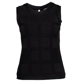 Chanel-Chanel, black woven top with structured print-Black