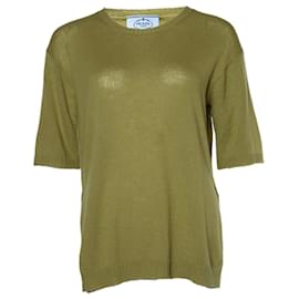 Prada, pull manches courtes en cachemire vert Vert