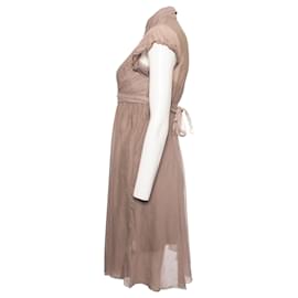 Autre Marque-Isla Ibiza Bonita, marrón/Vestido cruzado de color caqui con vestido interior en talla M.-Castaño