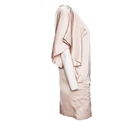 Autre Marque-Poubelle de luxe, Robe brillante de couleur chair en taille S à manches courtes ouvertes.-Rose
