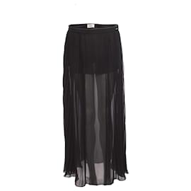 Autre Marque-Wiederholung, Dunkelgraues halbtransparentes Kleid mit Strichen in Größe XS.-Grau