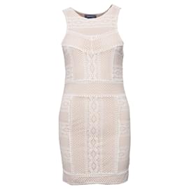 Magali Pascal-Magali Pascal, White perforated dress with a skin-colored slip dress in size S.-White