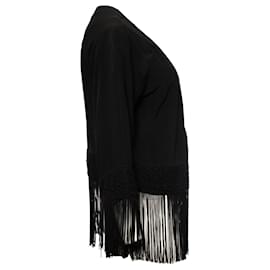 Autre Marque-Las Pequeñas…, Chaqueta negra de seda semitransparente con flecos en talla S.-Negro