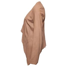 Autre Marque-Raw+ Femme, veste en cuir de chèvre marron avec 2 poches latérales en taille FR40/M.-Marron