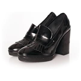 Autre Marque-fiorifrancesi, zapatos mocasines de charol negro.-Negro