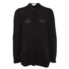 Reiss Reiß, schwarze Bluse mit Spitze. Schwarz