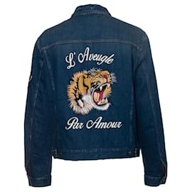 Gucci-Gucci, L’aveugle par amour Tiger denim jacket-Blue