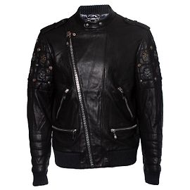 Philipp Plein, Gesteppte Bomberjacke aus Leder Schwarz