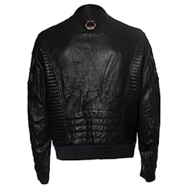 Philipp Plein-Philipp Plein, Quilted leather bomber jacket-Black