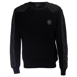 Philipp Plein, suéter preto de malha com mangas acolchoadas Outro