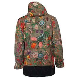 Gucci-gucci, Flora snake print quilted parka-Green