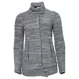 Iro-IRO, giacca biker in lana lavorata a maglia in grigio-Grigio