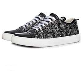 Lanvin-LANVIN, Tweed lurex sneakers-Black,White