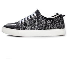 Lanvin-LANVIN, Tweed lurex sneakers-Black,White