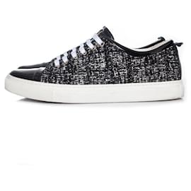 Lanvin-LANVIN, Baskets en tweed et lurex-Noir,Blanc