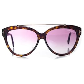 Tom Ford-Tom Ford, Livia sunglasses with tortoise print-Brown