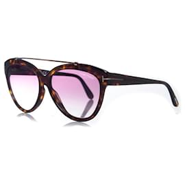 Tom Ford-Tom Ford, Livia sunglasses with tortoise print-Brown