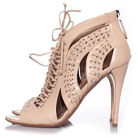 Alaïa-Alaia, Lace up leather cut out sandals-Other