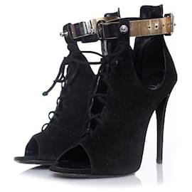 Giuseppe Zanotti-Giuseppe Zanotti x Anja Rubik, Black suede gladiator sandal-Black