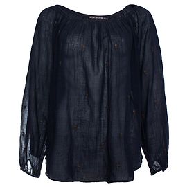 Antik Batik, Bluse mit eingewebtem Blumenmuster Blau