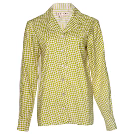 Marni-Marni, camicia con stampa grafica in verde-Verde