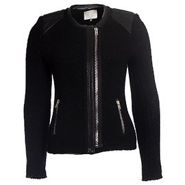 IRO, Offen gewebte Natascha-Bikerjacke Schwarz
