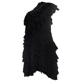 Isabel Marant-Isabel Marant, Vestido preto com babado de um ombro só-Preto