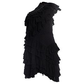 Isabel Marant, Schwarzes One-Shoulder-Rüschenkleid Schwarz