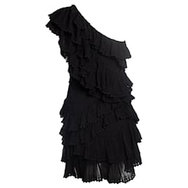 Isabel Marant-Isabel Marant, Black one shoulder ruffle dress-Black