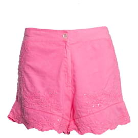 Autre Marque-Juliette Dunn, Pink shorts with embroidery.-Pink