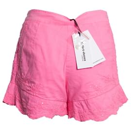 Autre Marque-Juliette Dunn, Pink shorts with embroidery.-Pink