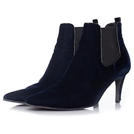 Autre Marque-Kennel & Schmenger, velvet ankle boots in blue-Blue