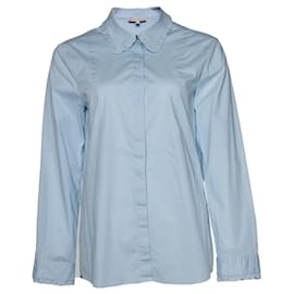 Autre Marque-Paul & Joe sisters, blue shirt with ruffle collar-Blue