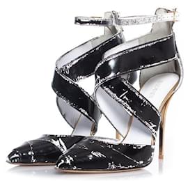 Balmain-Balmain, Cross strap ankle heels-Black