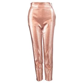 Elisabetta Franchi, Calça glitter rosa salmão com stretch. Rosa
