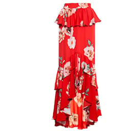 Autre Marque-MISA, Lucia skirt in poppy floral.-Red