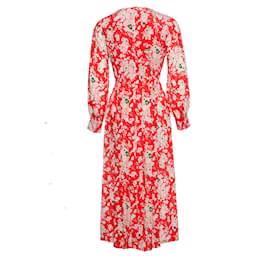 Autre Marque-Rixo London, Maxi-Emma-Kleid mit rotem Blumenstrauß.-Rot
