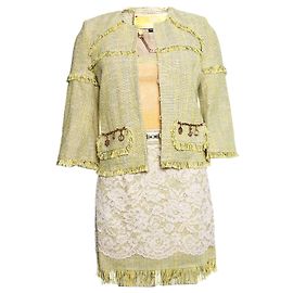 Elisabetta Franchi, Traje boucle color lima Amarillo