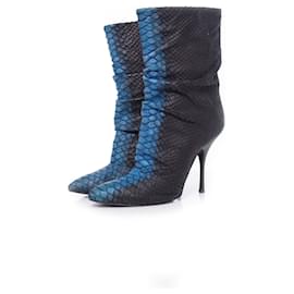 Giuseppe Zanotti-Giuseppe Zanotti, Meias botas de couro Python-Preto,Azul