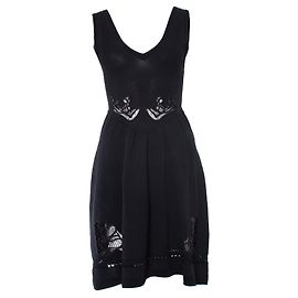 Sandro, vestido preto largo com bordado. Preto