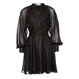Autre Marque ByDanie, dotted wrap dress. Black