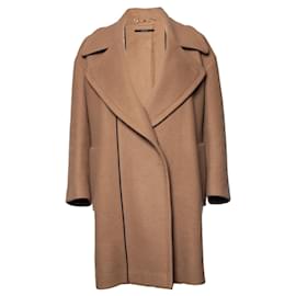 Gucci-gucci, Brown oversized cashmere coat.-Brown