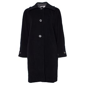 JIL SANDER, Schwarzer, übergroßer Wollmantel. Schwarz