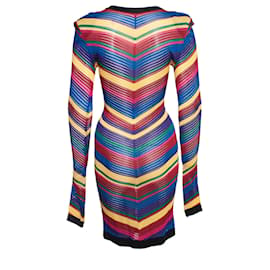 Balmain-Balmain, Vestido de tricô com listras arco-íris.-Multicor