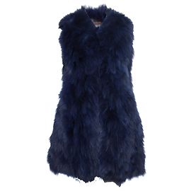 Autre Marque DNA, blue sleeveless fur coat. Blue